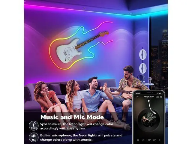 Alt view image 12 of 14 - 20Ft Neon Rope Lights Flexible Led Rope Lights Control with App/Remote Multiple Modes Music Sync Gaming RGB Led Neon Lights for Bedroom Outdoor