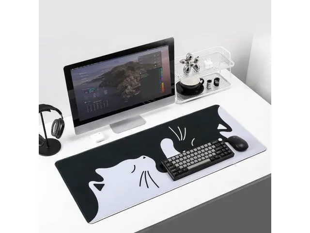 Alt view image 14 of 14 - Keynovo Gaming Mouse Pad Large Mouse Pad Non-Slip 4mm Laptop Gaming Desk Pad Waterproof Desk Pad Office and Home (Hug Cat 35.4x15.7)