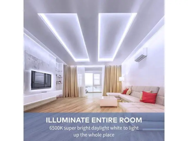 Alt view image 9 of 14 - White LED Strip Lights Upgraded 16.4ft Dimmable LED Light Strip 6500K Bright Daylight White Strong Adhesive 300 LEDs Flexible Tape Lights for Mirror Kitchen Cabinet Bedroom Christmas Decor