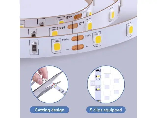 Alt view image 11 of 14 - White LED Strip Lights Upgraded 16.4ft Dimmable LED Light Strip 6500K Bright Daylight White Strong Adhesive 300 LEDs Flexible Tape Lights for Mirror Kitchen Cabinet Bedroom Christmas Decor