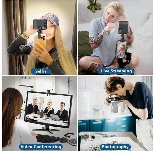 Alt view image 11 of 12 - 60 LED Portable Selfie Light Video Conference Lighting with Clip & Camera Tripod Adapter Rechargeable 2200mAh CRI 97+, 3 Light Modes for Phone iPhone Webcam Laptop Photo Makeup