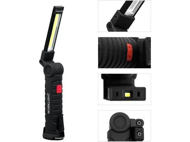 Alt view image 7 of 10 - Built-in battery Set Multi function folding work light COB LED Flashlight Camping lights Torch Flashlight USB Rechargeable