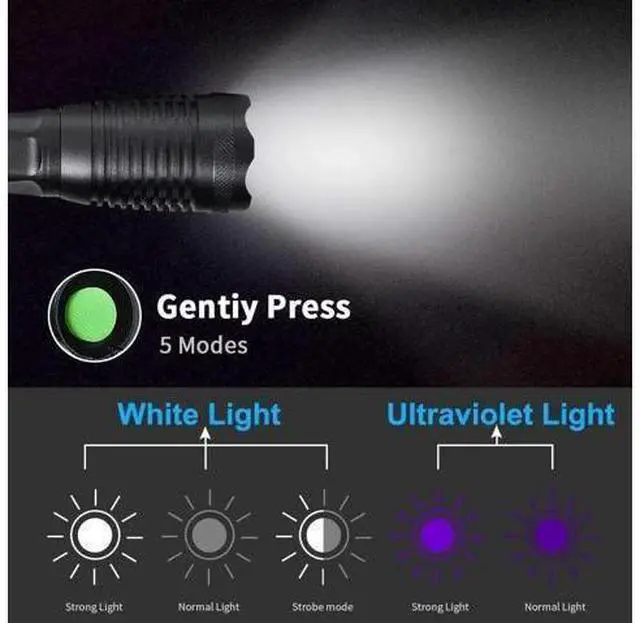 Alt view image 9 of 10 - led flashlight Waterproof Torch T6&UV LED Multi-function flash light use 18650 battery portable Urine Stains tactical light