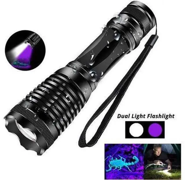 Alt view image 8 of 10 - led flashlight Waterproof Torch T6&UV LED Multi-function flash light use 18650 battery portable Urine Stains tactical light