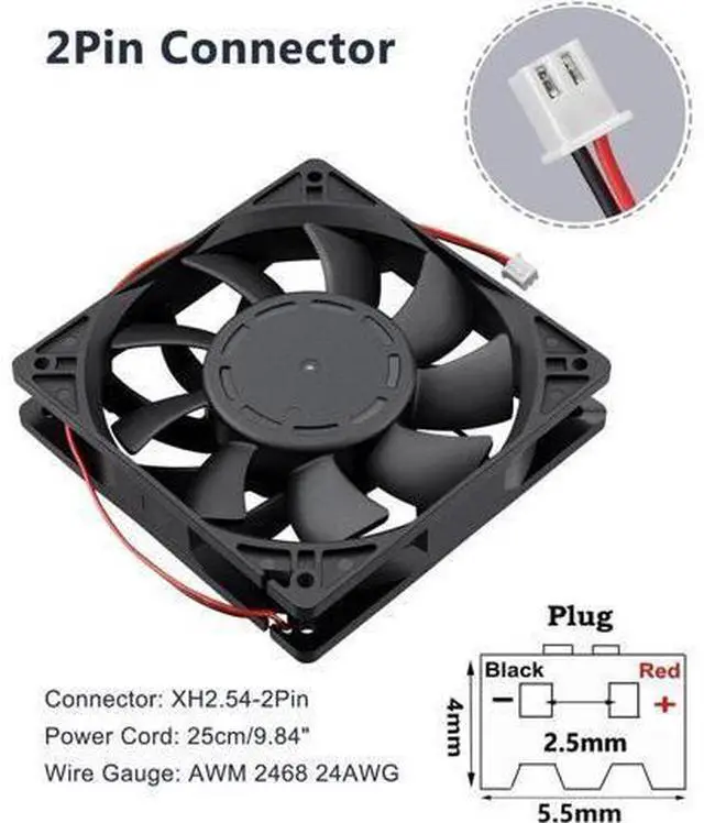 Alt view image 11 of 12 - GDSTIME 24V DC Brushless Cooling Fan, 120mm Case Fan, Dual Ball Bearings 120mm x 120mm x 25mm Cooler Fan