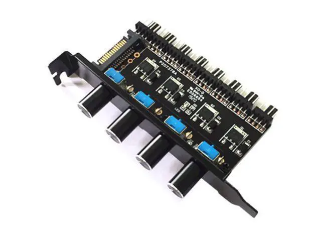 Alt view image 6 of 10 - Pc 8 Channels Fan Hub 4 Knob Cooling Fan Speed Controller For Cpu Case Hdd Vga Pwm Fan Pci Bracket Power By 12V Fan Control