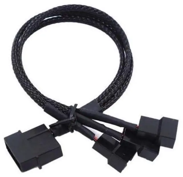 Alt view image 6 of 10 - 27cm Molex To 3 Way 3Pin/4Pin Fan Adapter for Computer Case Fan / CPU Fan / Mining Cooling Fans black