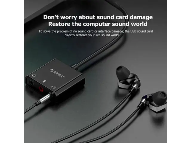 Alt view image 6 of 10 - external sound card Desktop laptop external headset Driver free independent sound card 3-hole output Dual headset