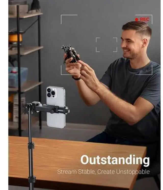 Alt view image 10 of 12 - VIMOSE 66 Phone Tripod Tripod for iPhone with Remote & Phone Stand Extendable Cell Phone Tripod for Video Recording Ultimate Tripod & Monopod Accessories for iPhone/Android Clamp Mount
