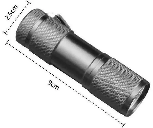 Alt view image 8 of 10 - Mini Aluminum LED UV Light 395nm 9 LED UV Flashlight Money check Purple Light ultraviolet Lamp