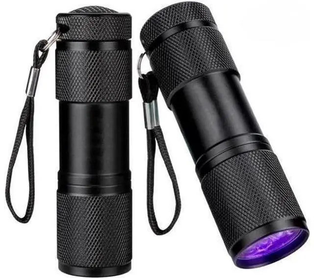 Alt view image 10 of 10 - Mini Aluminum LED UV Light 395nm 9 LED UV Flashlight Money check Purple Light ultraviolet Lamp