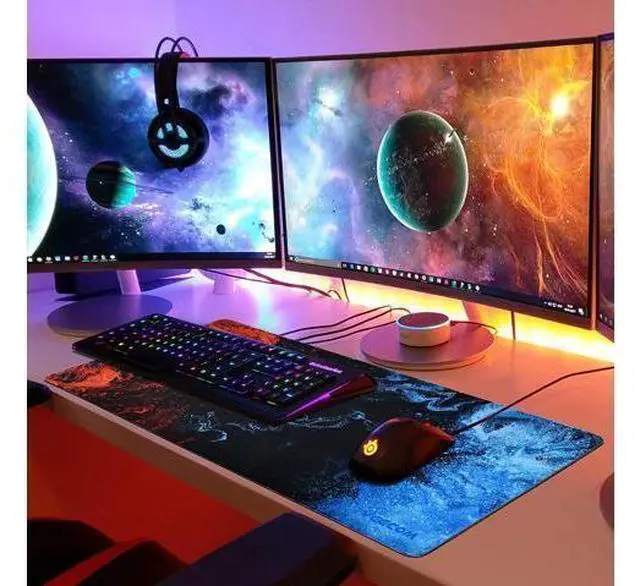 Alt view image 14 of 14 - Gaming Mouse Pad, veecom Blue Large Mouse Pad Gaming 31.5×15.75In, Large Mouse Pads, Long Big Mouse Pad XL Mouse Mat with Non-Slip Base, Extended Keyboard Mouse Pad Desk Pad for Computer (Blue)