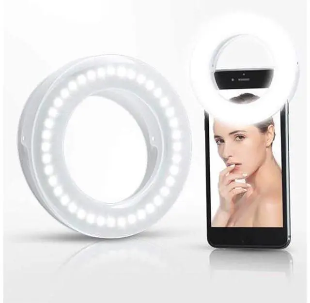 Alt view image 3 of 4 - XINBAOHONG Selfie Ring Light Rechargeable Portable Clip-on Selfie Fill Light with 40 LED for Smart Phone Photography, Camera Video, Girl Makes up