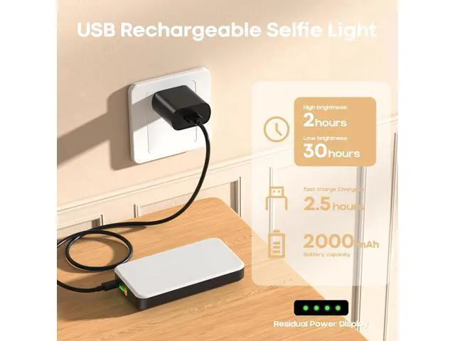 Alt view image 11 of 12 - Selfie Light for Phone Clip On 2000mAh with 80 LEDs & 5 Colors for Phone, Phone Light for Video Recording, Rechargeable Video Light for Phone,Table, Laptop, Makeup, Live Stream, TikTok, Vlog