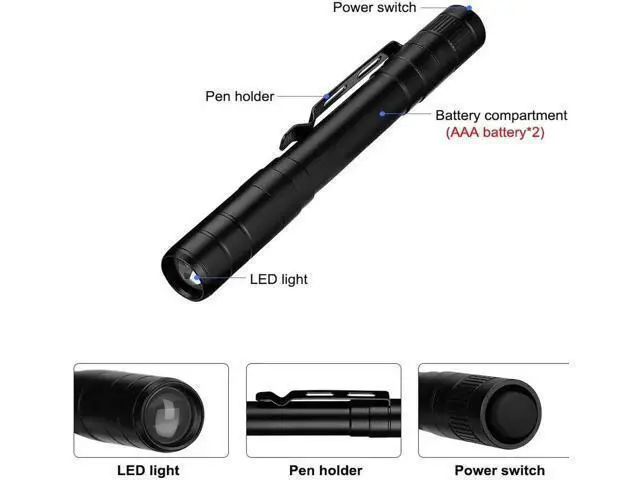 Alt view image 10 of 10 - LED Flashlight UV Light Torch Ultra Violet Battery-Powered Handheld Pen Light Tactical Pocket Torch White/UV Light 2 in 1