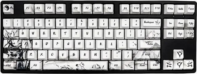 Alt view image 8 of 14 - JSJT Custom Keycaps 110 Key Set Ink Panda Keycaps for Full Sized Keyboard Dye-Sublimation PBT OEM Profile Key Caps for Cherry MX Gateron Switches Mechanical Keyboards