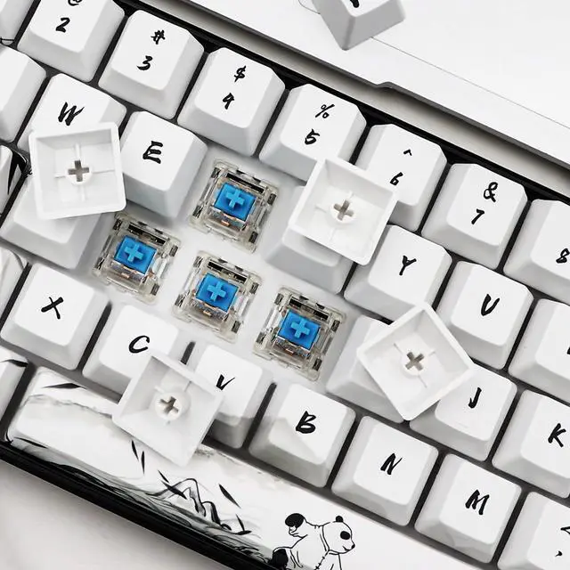 Alt view image 10 of 14 - JSJT Custom Keycaps 110 Key Set Ink Panda Keycaps for Full Sized Keyboard Dye-Sublimation PBT OEM Profile Key Caps for Cherry MX Gateron Switches Mechanical Keyboards