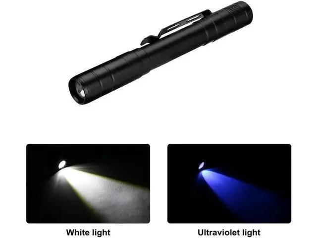Alt view image 9 of 10 - LED Flashlight UV Light Torch Ultra Violet Battery-Powered Handheld Pen Light Tactical Pocket Torch White/UV Light 2 in 1