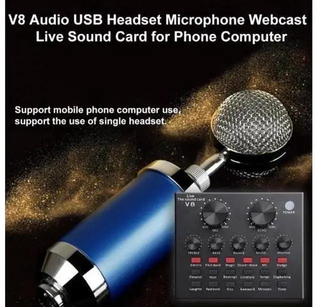 Alt view image 10 of 10 - V8 Audio External USB Sound Card 112 kinds of electric sound+18 kinds of sound effects+6 kinds of effect modes Sound Card