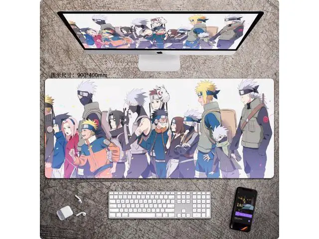 Alt view image 4 of 6 - Anime NARUTO mouse pad Extended Gaming Mouse Pad with Stitched Edges, Large Mouse pad with Non-Slip Rubber Base for Work & Gaming, Office & Home