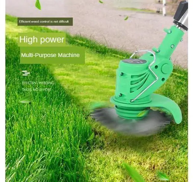 Alt view image 11 of 14 - Rechargeable small lawnmower Household handheld electric lawn mower weeder Lithium lawn mower 42V