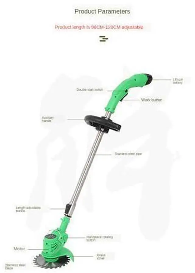 Alt view image 12 of 14 - Rechargeable small lawnmower Household handheld electric lawn mower weeder Lithium lawn mower 42V