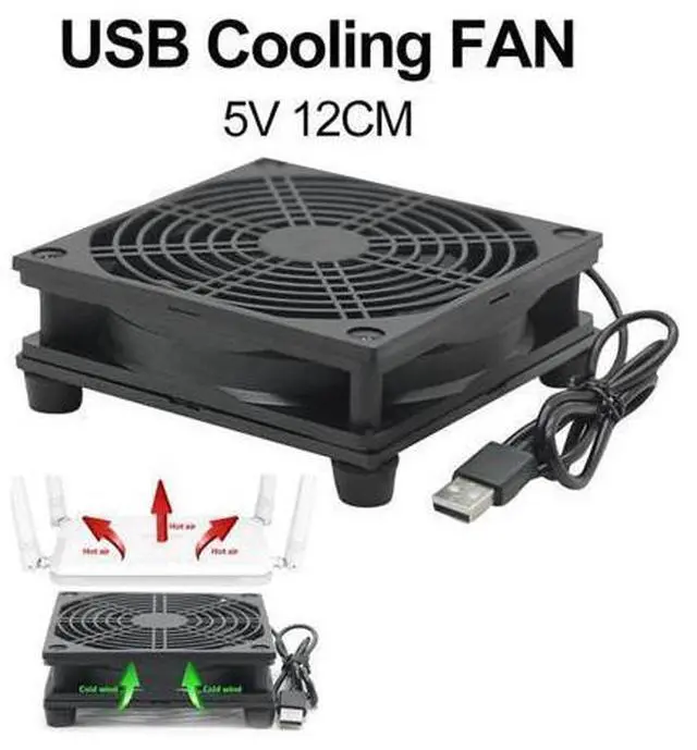 Alt view image 6 of 10 - Router Fan 5V USB Power 120mm Fan PC Cooler TV Box Cooling Cooler Desktop Fan Cooler Protective Net Silent Cooling Fan