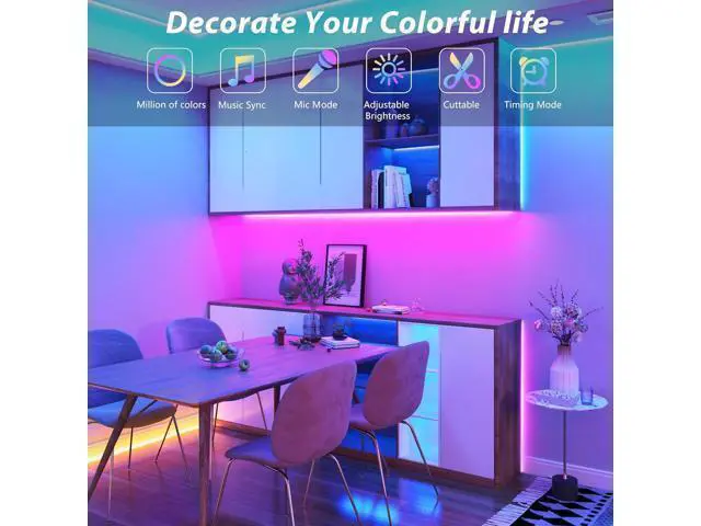 Alt view image 9 of 12 - Led Lights for Bedroom 200FT (2 * 100FT) Color Changing RGB Led Strip Lights with Music Sync Remote and App Control Led Light Strip Indoor Led Lights for Room Home Decor
