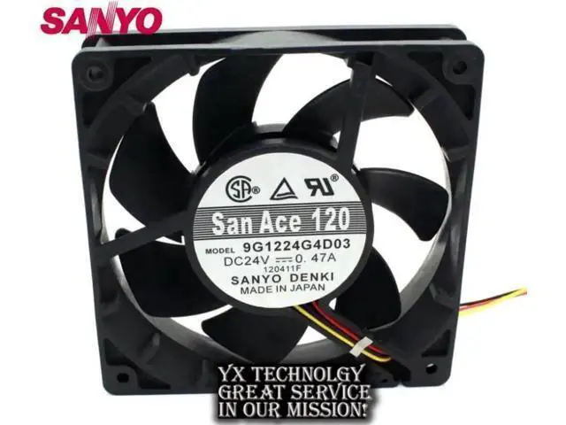 Alt view image 4 of 6 - 9G1224G4D03 24V 0.47A 12cm 120mm 12025 3 line converter cooling fan for SANYO 120*120*25mm