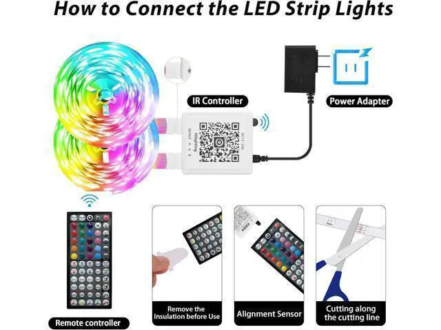 Alt view image 10 of 12 - Led Lights for Bedroom 200FT (2 * 100FT) Color Changing RGB Led Strip Lights with Music Sync Remote and App Control Led Light Strip Indoor Led Lights for Room Home Decor