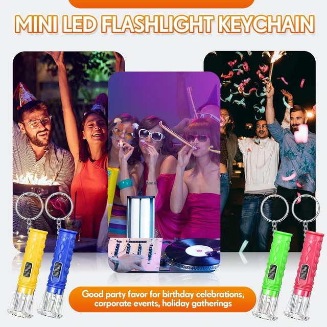Alt view image 9 of 12 - Jexine 100 Pcs Mini Flashlight Keychain Bulk Torch Keyring Flashlights LED Small Keychain Light Hiking Camping Christmas Party Favors(Bright)