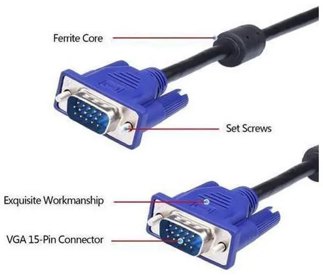 Alt view image 7 of 10 - DaFuRui 4Pack VGA to VGA Cable5Ft HD15 VGA Male to Male Cable for TV Computer VGA Monitor Cable with Blue Connector