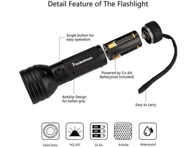 Alt view image 10 of 10 - High quality UV Light 51LED 21LED 12LED UV Light 395-400nm LED UV Flashlight torch light lamp safety UV detection AAA battery