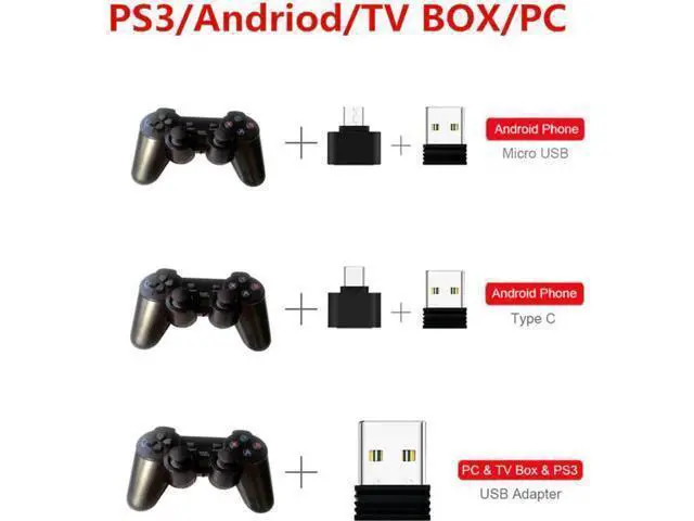 Alt view image 10 of 10 - 2.4G Wireless Game Controller Joystick With Micro USB OTG Adapter For Android TV Box For PC PS3 Gamepad