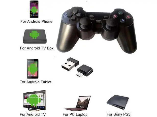 Alt view image 9 of 10 - 2.4G Wireless Game Controller Joystick With Micro USB OTG Adapter For Android TV Box For PC PS3 Gamepad
