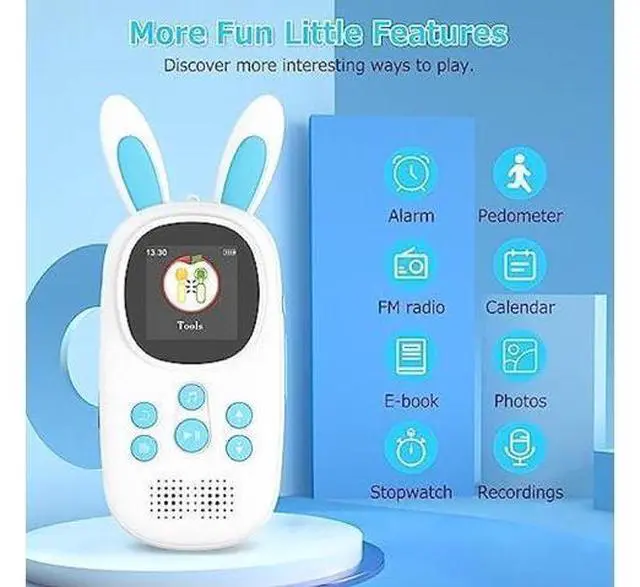 Alt view image 10 of 14 - 16GB Music MP3 Player for Kids, Cute Bunny Kids Music MP3 Player with Bluetooth, MP3 & MP4 Players with Speaker, MP3 Player with FM Radio, Recordings, Alarm, Pedometer, Stopwatch, Support up to 128GB