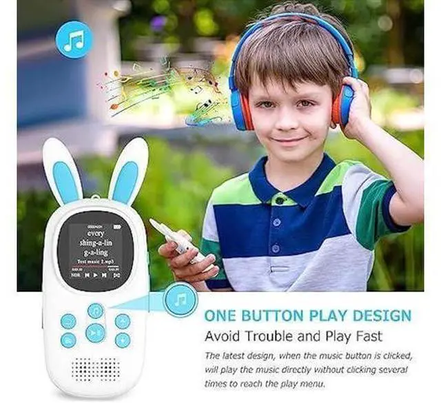 Alt view image 14 of 14 - 16GB Music MP3 Player for Kids, Cute Bunny Kids Music MP3 Player with Bluetooth, MP3 & MP4 Players with Speaker, MP3 Player with FM Radio, Recordings, Alarm, Pedometer, Stopwatch, Support up to 128GB