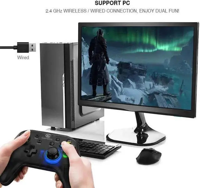Alt view image 9 of 10 - Gamepad Controller 2.4 GHz Joystick for PC Game with USB Receiver Wired Gamepad for Windows (7/8/9/10) PC