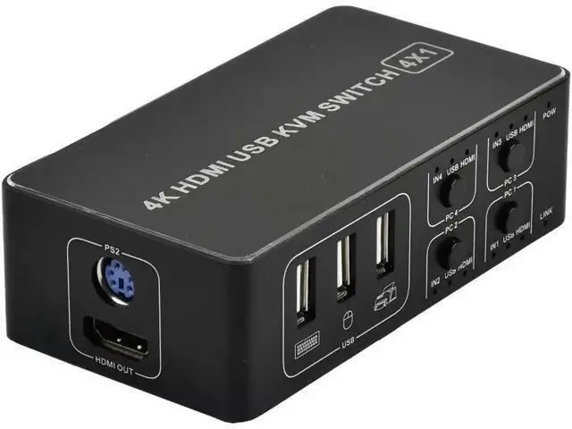 Alt view image 7 of 10 - 4 port 4K HDMI KVM Switch splitter box USB HDMI 4K KVM Switcher selector control up to 4 monitors for mac os. windows 10