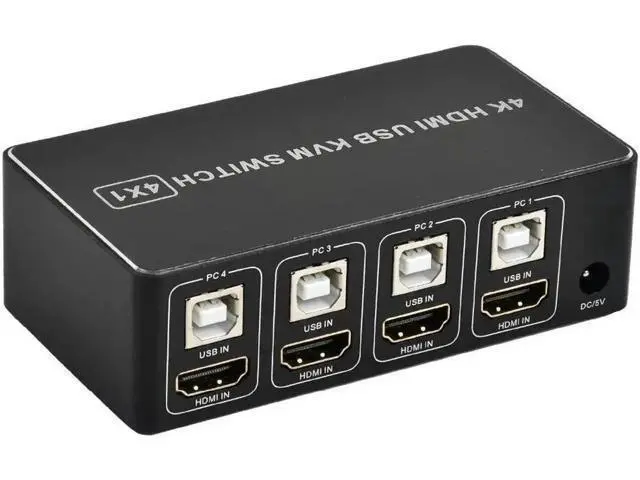 Alt view image 9 of 10 - 4 port 4K HDMI KVM Switch splitter box USB HDMI 4K KVM Switcher selector control up to 4 monitors for mac os. windows 10