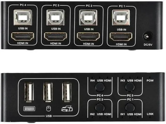 Alt view image 10 of 10 - 4 port 4K HDMI KVM Switch splitter box USB HDMI 4K KVM Switcher selector control up to 4 monitors for mac os. windows 10