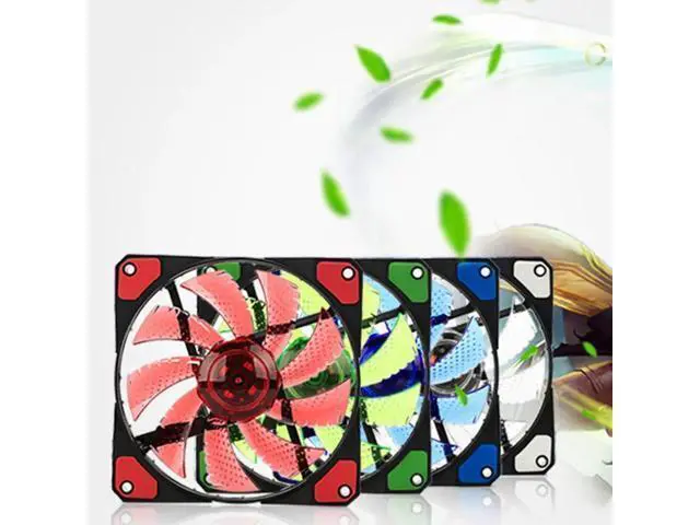 Alt view image 7 of 10 - 120mm fan Cooler Computer Fan 120mm LED Ultra Silent Computer PC Case Fan 15 LEDs 12V Around 1200RPM 3 Pin Fan
