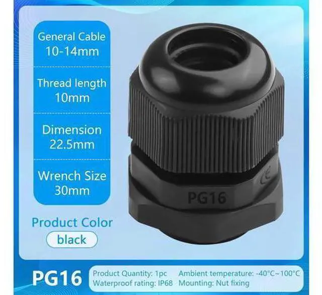Alt view image 10 of 12 - 10Pcs PG7 Cable Gland, Plastic Waterproof Adjustable 3-3.5mm IP68 Cable Gland Joint, Wire Protector with Rubber Gaskets PG16
