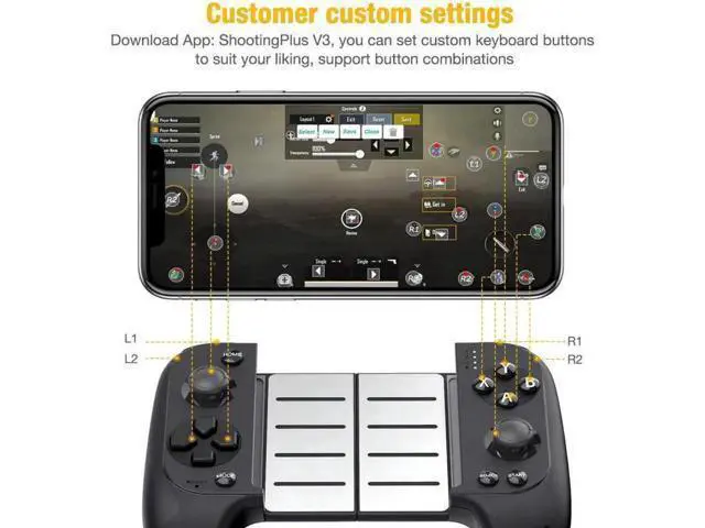 Alt view image 7 of 10 - 2 Half Handed Gamepad Mobile Phone Pad Tablet Controller Game Pubg Mobile IOS/Android Bluetooth Controller