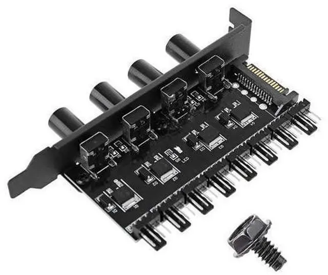 Alt view image 6 of 10 - PC 8 Channels Fan Hub 4 Knob Cooling Fan Speed Controller for CPU Case HDD Vga Pwm Fan Pci Bracket Power By 12V Fan Con
