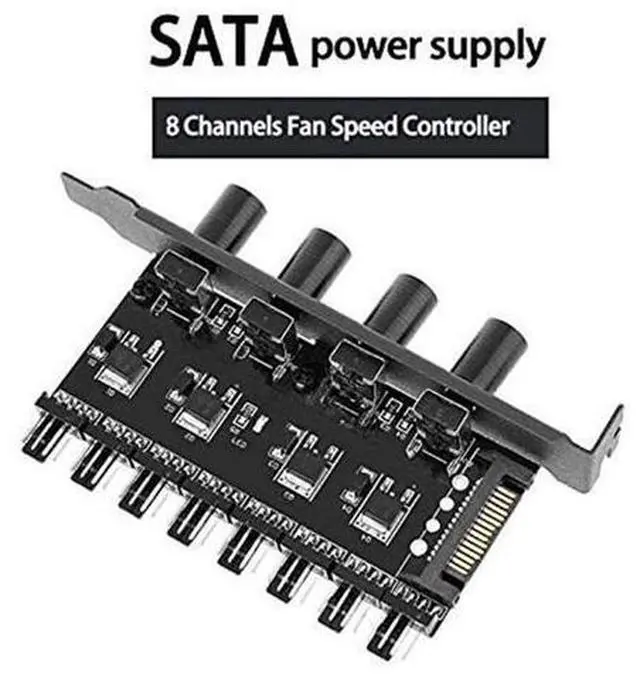 Alt view image 8 of 10 - PC 8 Channels Fan Hub 4 Knob Cooling Fan Speed Controller for CPU Case HDD Vga Pwm Fan Pci Bracket Power By 12V Fan Con