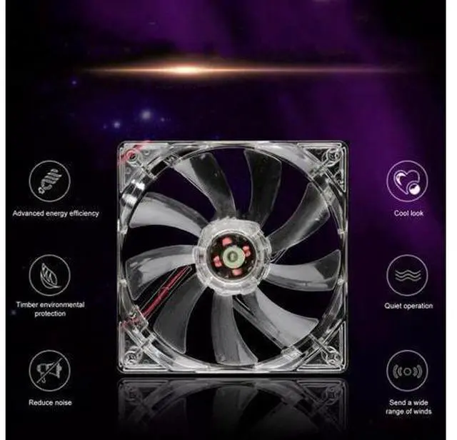 Alt view image 8 of 10 - 12V Cooling Fan Computer Fan Quad 4 LED Light 120mm PC Computer Case Cooling Fan Quiet Connector Easy Installed Fan