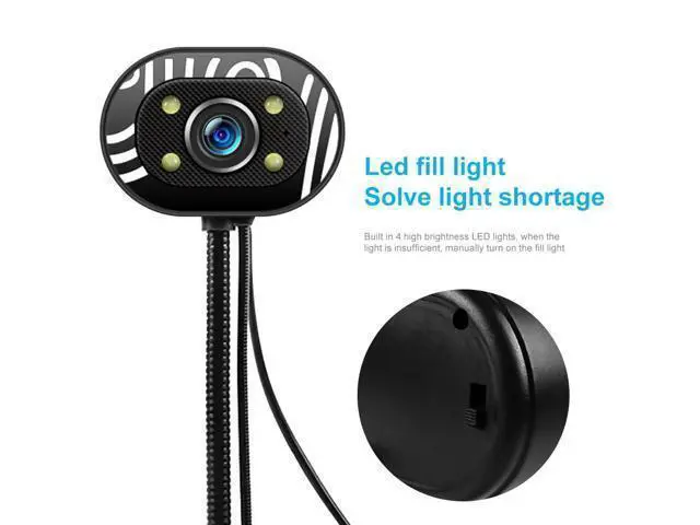Alt view image 8 of 10 - Computer HD Webcam Video Webcam USB Camera Builtin Microphone Video Teaching Live With Mic HD LED Web Camera MIC Computer