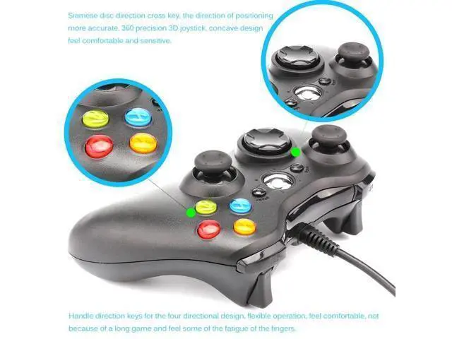Alt view image 9 of 10 - USB Wired Controller Gamepad 360 precision 3D Joystick LED Indicator Double Vibration USB Computer Game Controller
