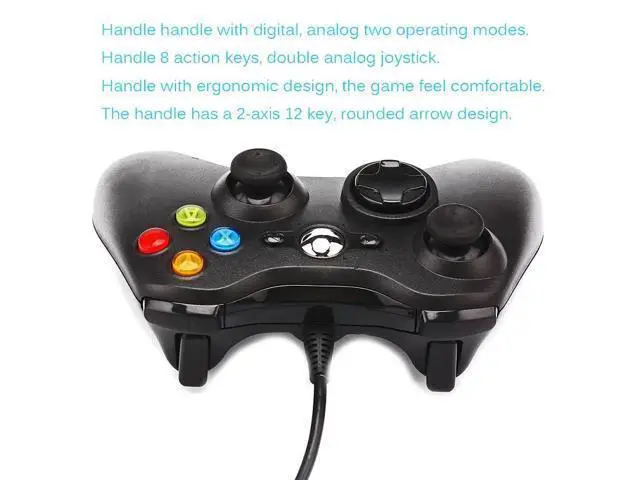 Alt view image 10 of 10 - USB Wired Controller Gamepad 360 precision 3D Joystick LED Indicator Double Vibration USB Computer Game Controller
